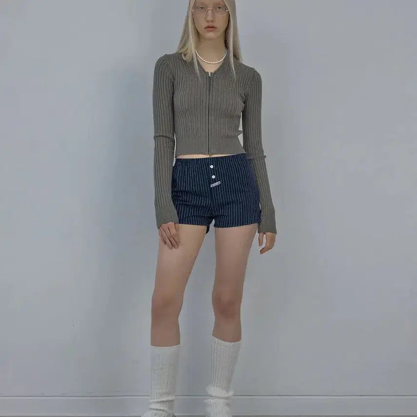 [BUNJANG] Sculptor Cotton Boxer Pants Navy Pinstripe / 스컬프터 Cotton Boxer Pants Navy Pinstripe