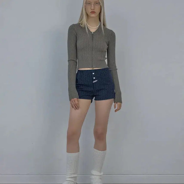 [BUNJANG] Sculptor Cotton Boxer Pants Navy Pinstripe / 스컬프터 Cotton Boxer Pants Navy Pinstripe