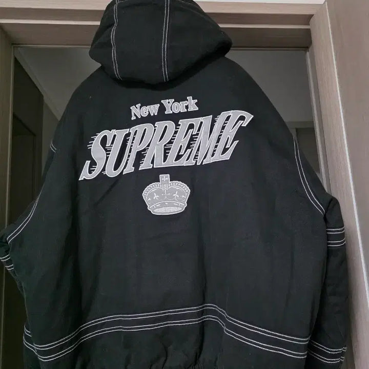 [BUNJANG] Supreme Mitchell & Ness Twill Stadium Jacket Black / 슈프림 미첼 & 네스 트윌 스타디움 자켓 블랙 - 24FW