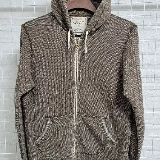 [BUNJANG] Uniqlo Brown Two-Way Hooded Zip-up Jacket L / [100]UNIQLO유니클로 브라운 오리지널 리얼워싱 투웨이 후드집업 L