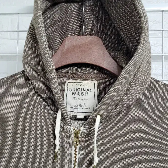 [BUNJANG] Uniqlo Brown Two-Way Hooded Zip-up Jacket L / [100]UNIQLO유니클로 브라운 오리지널 리얼워싱 투웨이 후드집업 L