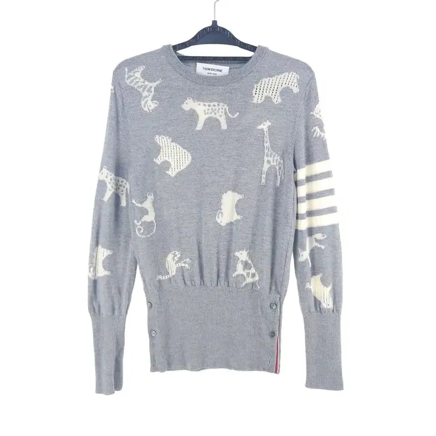 [BUNJANG] Thom Browne Animal Pattern Knit Sweater / [여42]톰브라운 애니멀 패턴 니트[Y61-316]/레이디블루