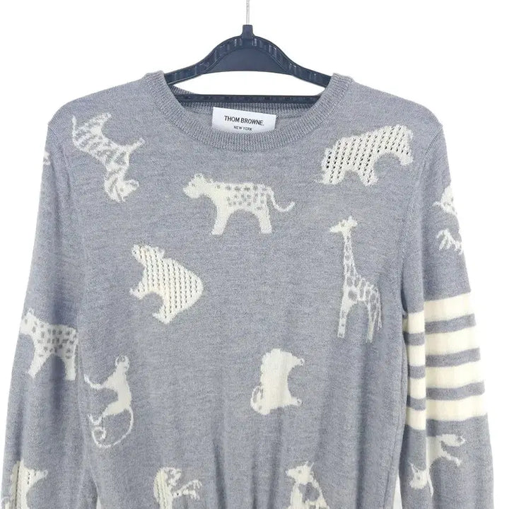 [BUNJANG] Thom Browne Animal Pattern Knit Sweater / [여42]톰브라운 애니멀 패턴 니트[Y61-316]/레이디블루
