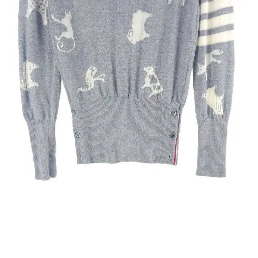[BUNJANG] Thom Browne Animal Pattern Knit Sweater / [여42]톰브라운 애니멀 패턴 니트[Y61-316]/레이디블루