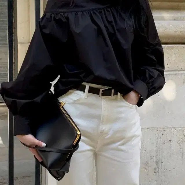 [BUNJANG] BRONN Off-Shoulder Long Sleeve Blouse - Black / 새상품) BRONN 브론 오프숄더 긴팔 블라우스 블랙