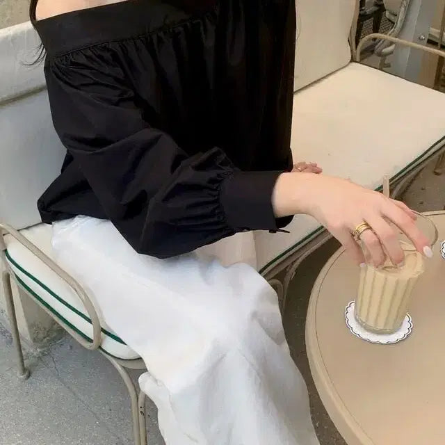[BUNJANG] BRONN Off-Shoulder Long Sleeve Blouse - Black / 새상품) BRONN 브론 오프숄더 긴팔 블라우스 블랙