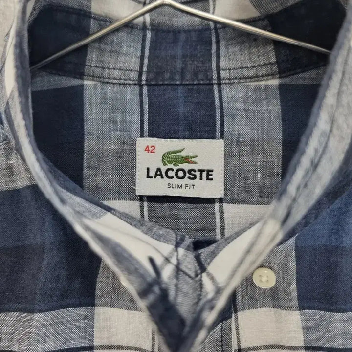 [BUNJANG] Lacoste Linen Multi Check Long Sleeve Shirt / 남성 라코스테 린넨 마 멀티 체크 긴팔 남방 셔츠