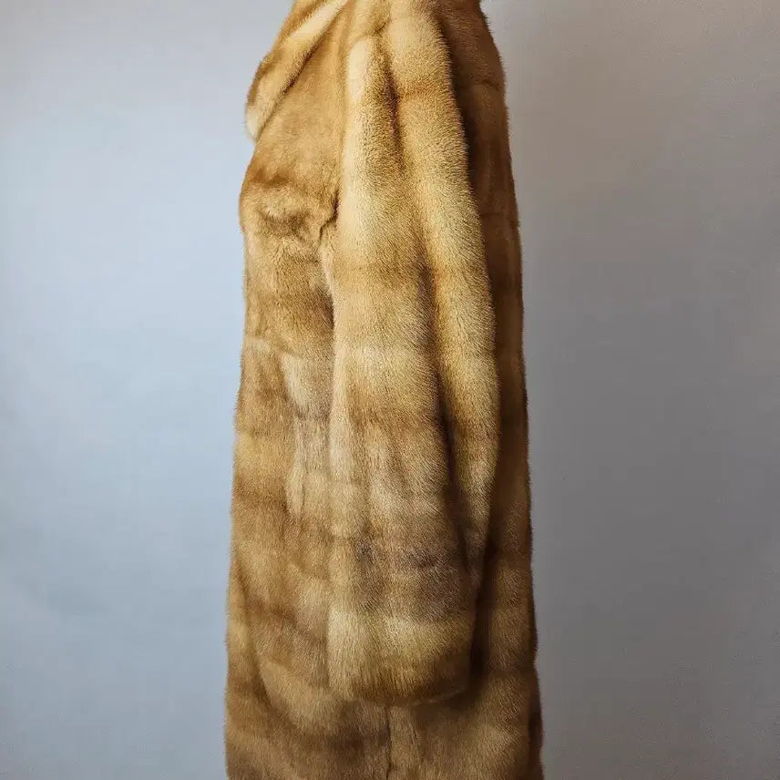 [BUNJANG] Yellow Full Skin Mink Long Coat / 역시즌초특가 고급의류전문 노란색 밝은컬러 둥근라운드 풀스킨 멕시롱밍크코트