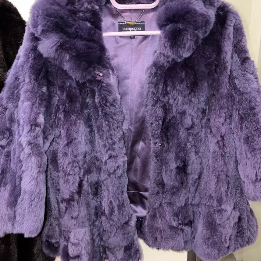[BUNJANG] Purple Fur Coat Jacket / 보라 퍼 코트 자켓