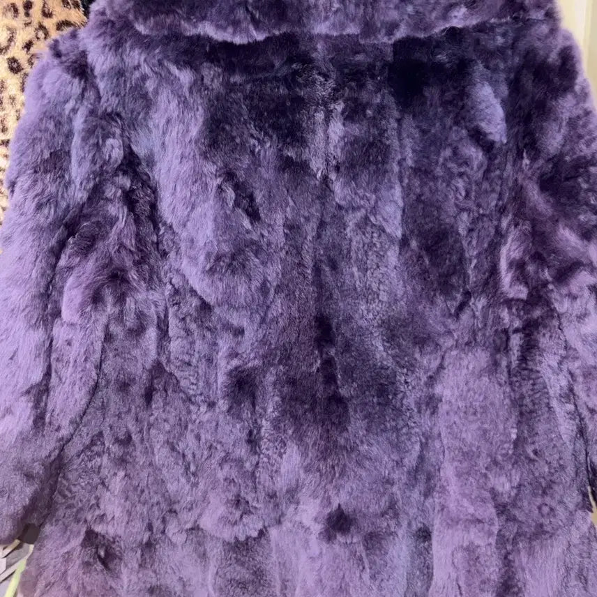 [BUNJANG] Purple Fur Coat Jacket / 보라 퍼 코트 자켓