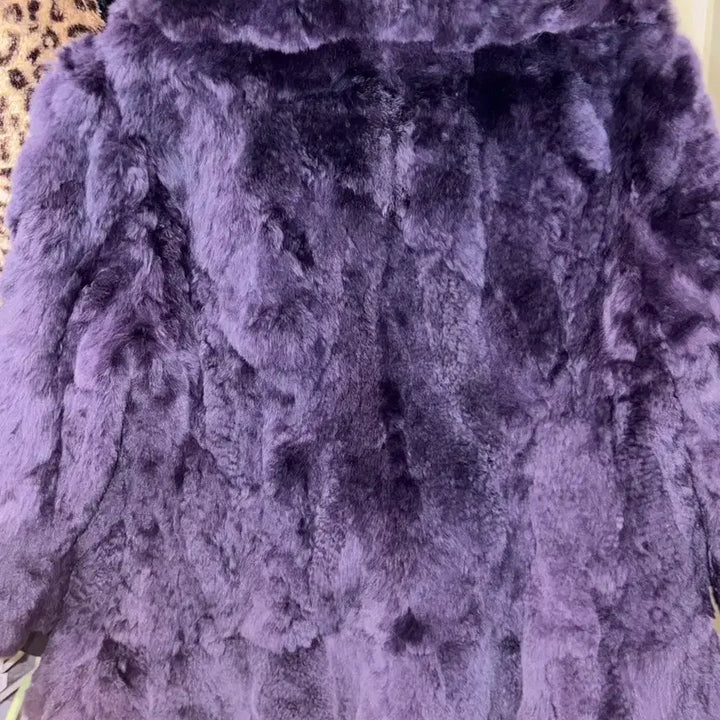 [BUNJANG] Purple Fur Coat Jacket / 보라 퍼 코트 자켓