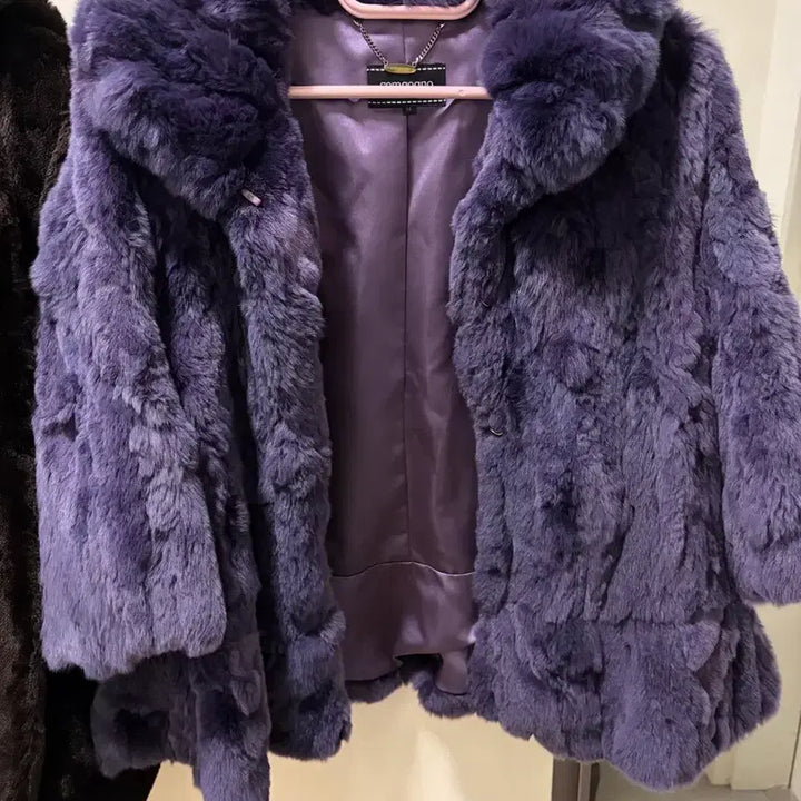 [BUNJANG] Purple Fur Coat Jacket / 보라 퍼 코트 자켓