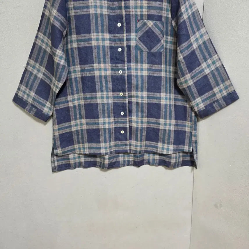 [SOLD OUT] 블루체크 린넨 블라우스 FF  n2314