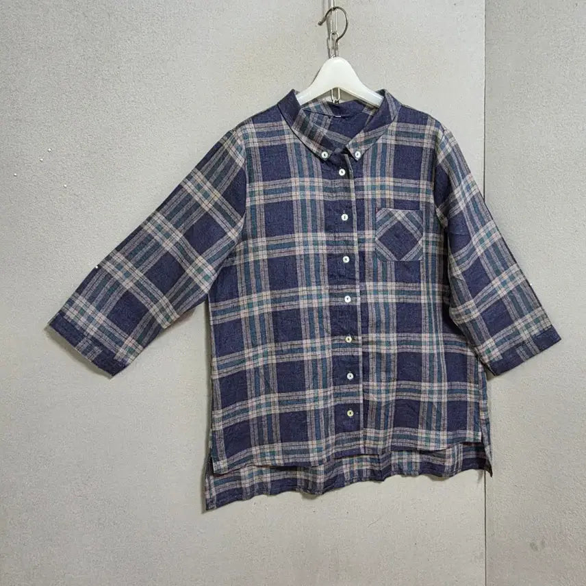 [SOLD OUT] 블루체크 린넨 블라우스 FF  n2314