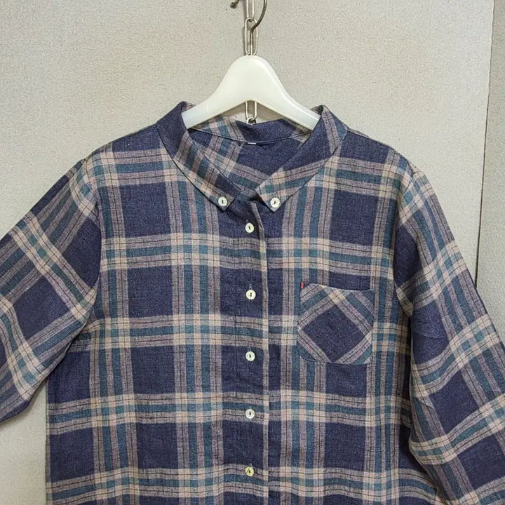 [SOLD OUT] 블루체크 린넨 블라우스 FF  n2314