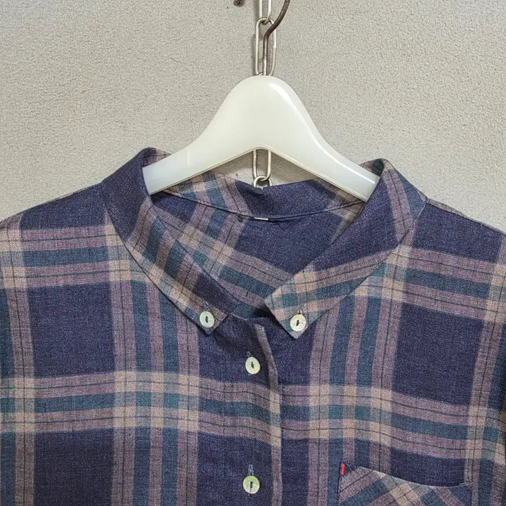 [SOLD OUT] 블루체크 린넨 블라우스 FF  n2314