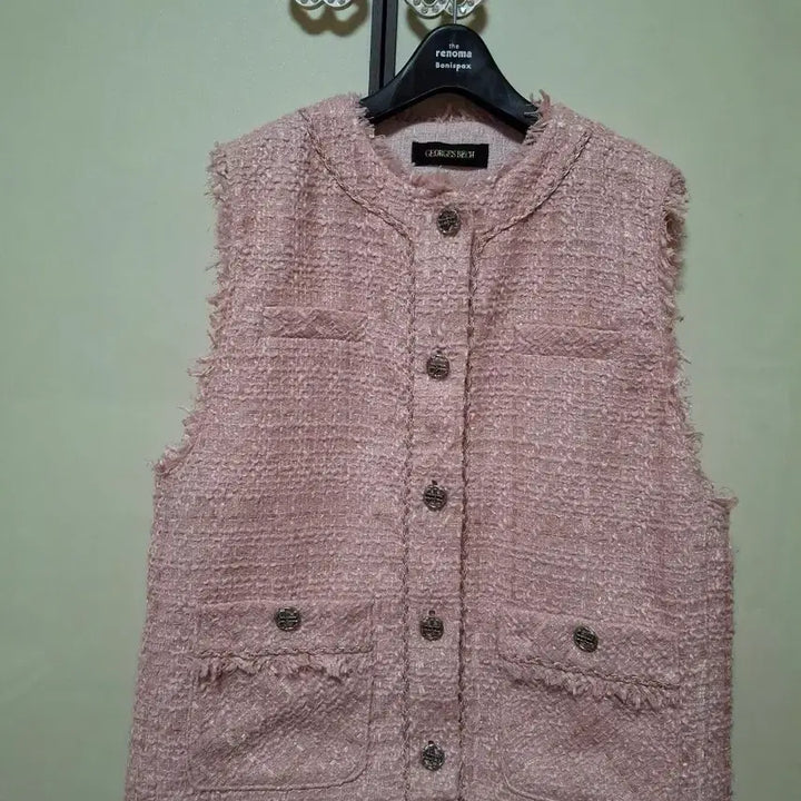 [BUNJANG] Georges Rech Pink Tweed Vest 66 / 조르쥬 레쉬 핑크 트위드 조끼 66