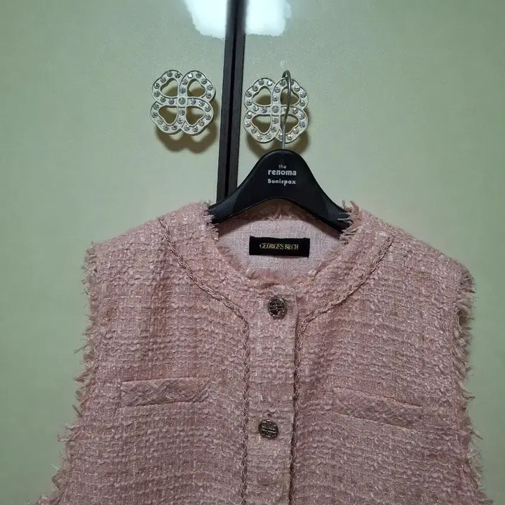 [BUNJANG] Georges Rech Pink Tweed Vest 66 / 조르쥬 레쉬 핑크 트위드 조끼 66
