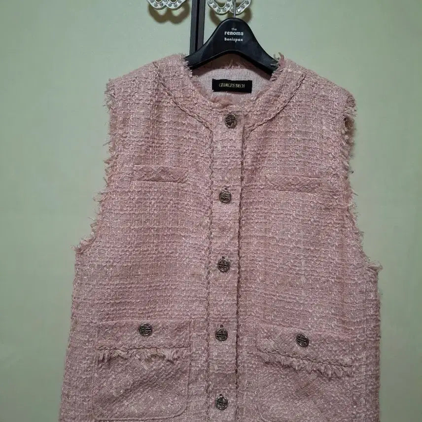 [BUNJANG] Georges Rech Pink Tweed Vest 66 / 조르쥬 레쉬 핑크 트위드 조끼 66