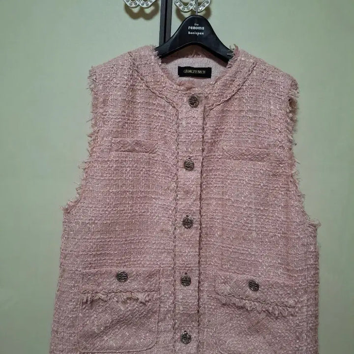 [BUNJANG] Georges Rech Pink Tweed Vest 66 / 조르쥬 레쉬 핑크 트위드 조끼 66