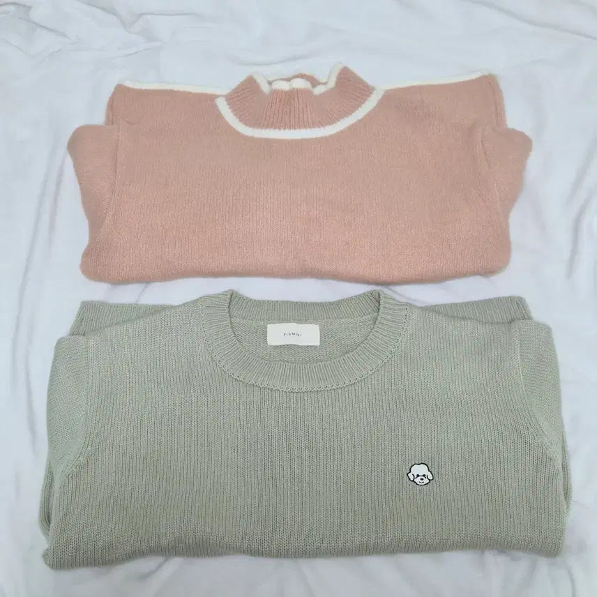 [BUNJANG] Pink/Khaki Knit Sweater / 여성 봄 니트