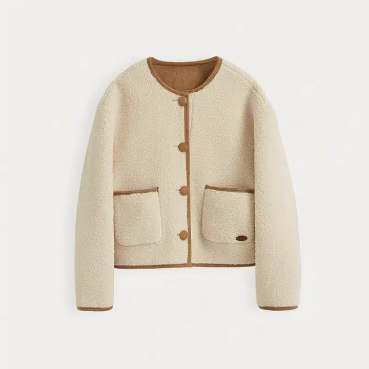 [BUNJANG] Ivory Sherpa Lined Mustang Jacket / (새상품) 아이보리 뽀글이 무스탕 안감 자켓