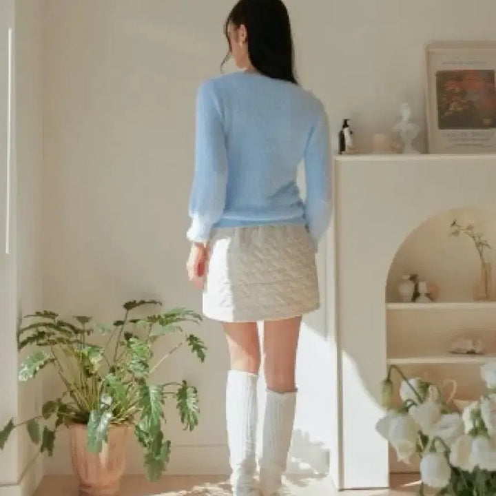 [BUNJANG] Common Unique Cloud Balloon Round Knit Sky Blue / [새상품] 커먼유니크 클라우드 벌룬 라운드 퍼니트 스카이블루