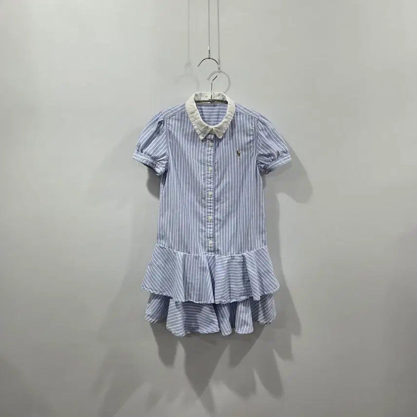 [BUNJANG] Girls' Striped Oxford Short-Sleeve Button-Down Dress / 폴로랄프로렌 걸즈 버튼다운 스트라이프 옥스포드 반팔셔츠 원피스