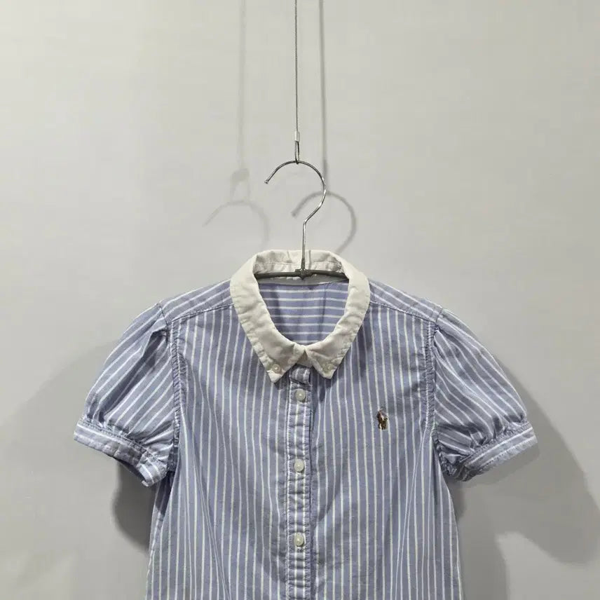 [BUNJANG] Girls' Striped Oxford Short-Sleeve Button-Down Dress / 폴로랄프로렌 걸즈 버튼다운 스트라이프 옥스포드 반팔셔츠 원피스