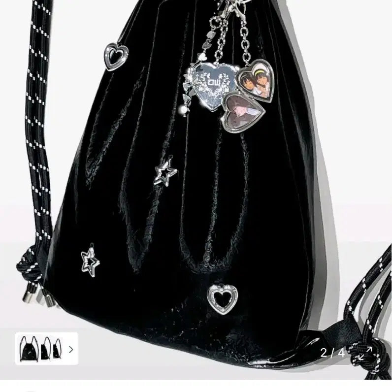 [BUNJANG] Heart Star Gym Sack Black / 아더월들리 하트 스타 짐색 블랙
