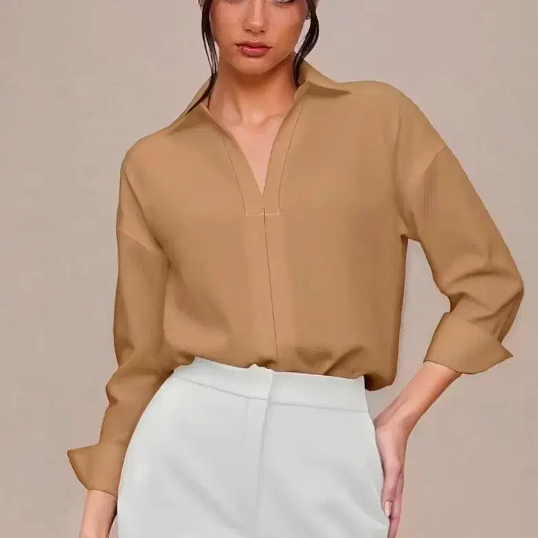 [BUNJANG] V-neck Blouse Bodysuit (Size 66) / 브이넥 블라우스 바디슈트 66사이즈