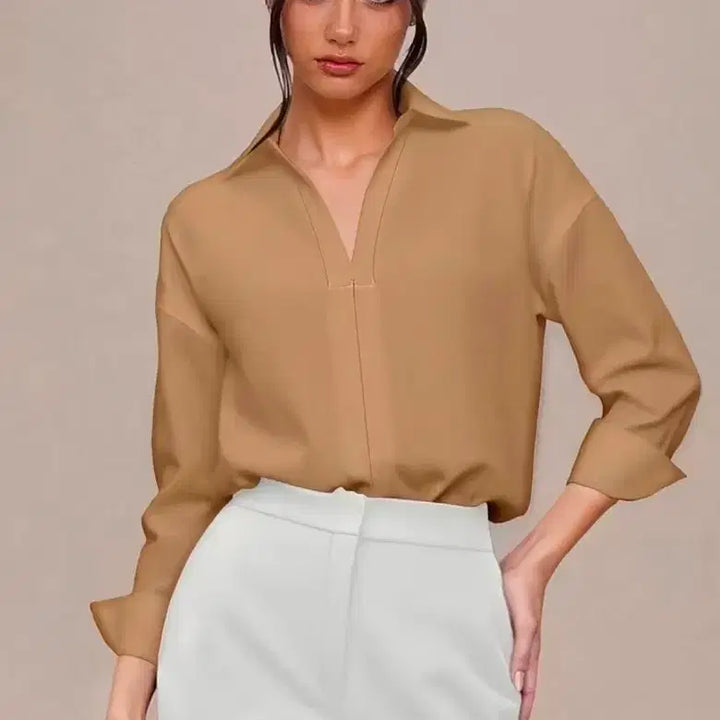 [BUNJANG] V-neck Blouse Bodysuit (Size 66) / 브이넥 블라우스 바디슈트 66사이즈