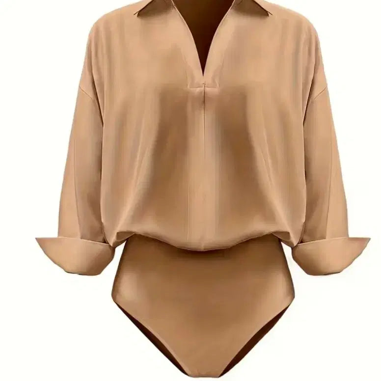 [BUNJANG] V-neck Blouse Bodysuit (Size 66) / 브이넥 블라우스 바디슈트 66사이즈