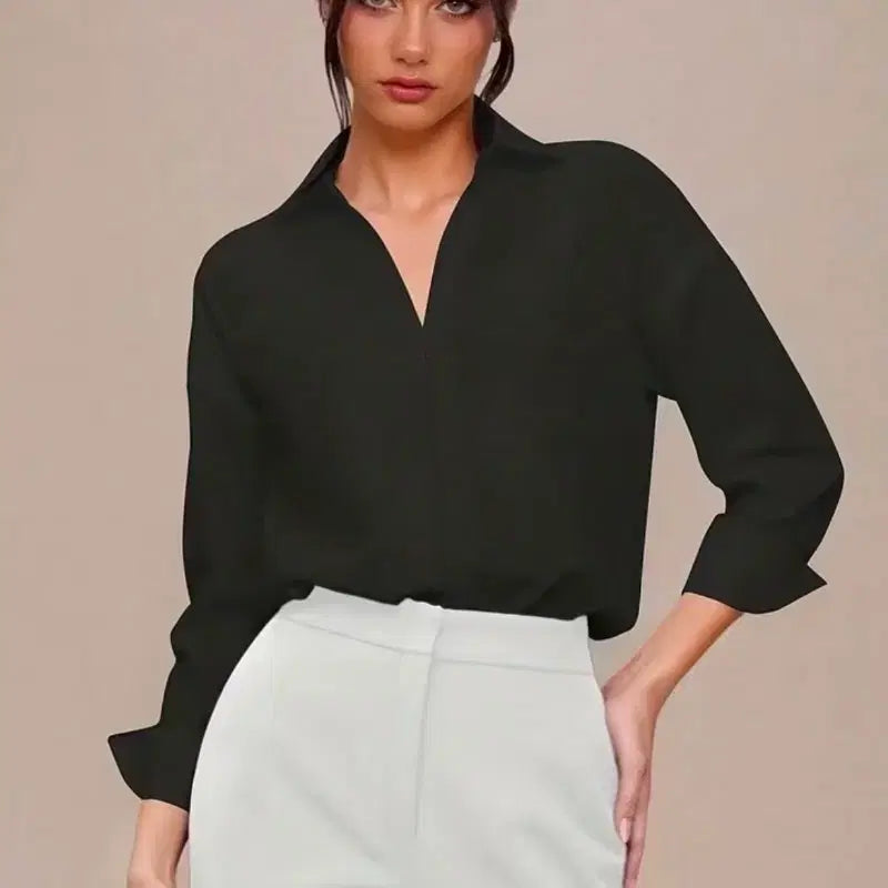 [BUNJANG] V-neck Blouse Bodysuit (Size 66) / 브이넥 블라우스 바디슈트 66사이즈