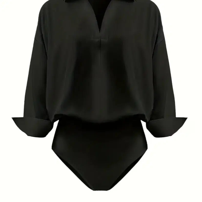 [BUNJANG] V-neck Blouse Bodysuit (Size 66) / 브이넥 블라우스 바디슈트 66사이즈