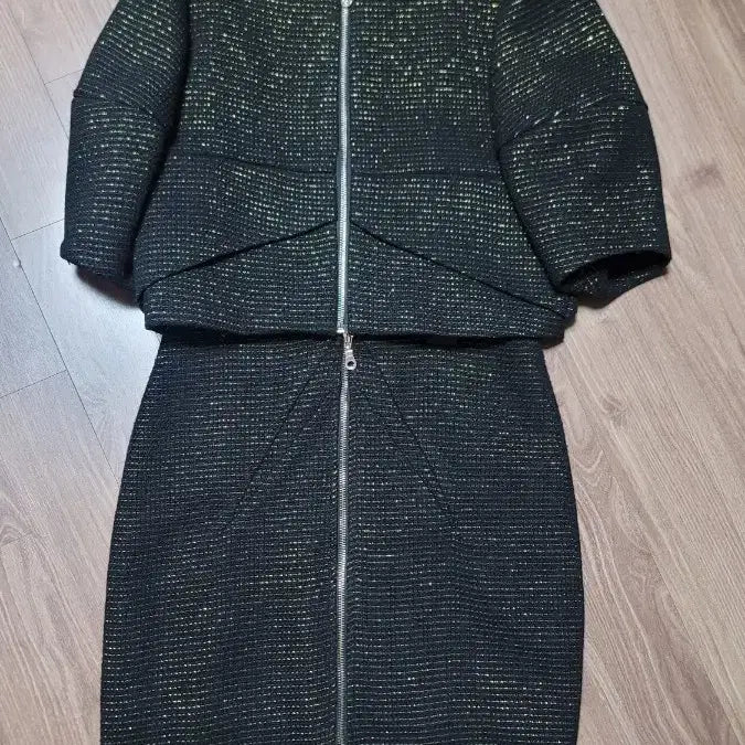 [BUNJANG] CLEFACTORY Black Tweed Two-Piece Set / CLEFACTORY 블랙 트위드 투피스 66size