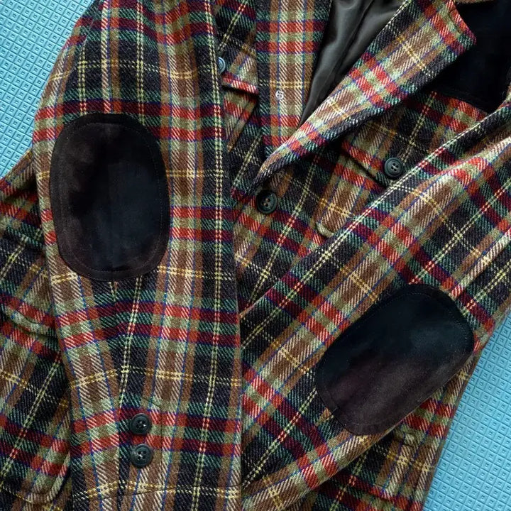 [BUNJANG] Beanpole Red Plaid Pocket Elbow Patch Jacket / 빈폴 레드 플래드 포켓 엘보우패치 자켓