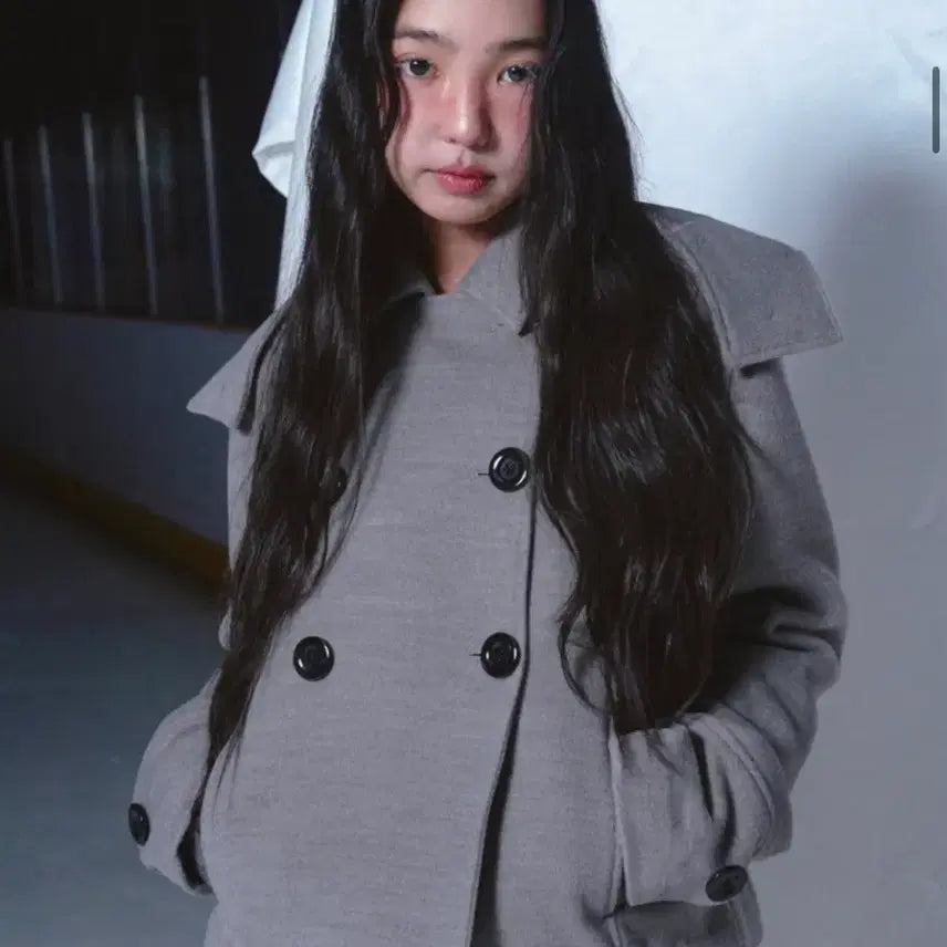 [BUNJANG] Login and Logy Hooded Half Coat Gray / 로긴앤로지 후드 하프 코트 그레이