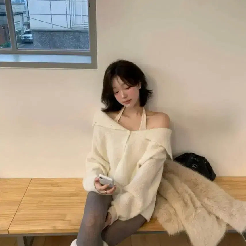 [BUNJANG] Sober Shop Mohair Cardigan Ivory / 소버샵 모헤어 가디건 아이보리 택o