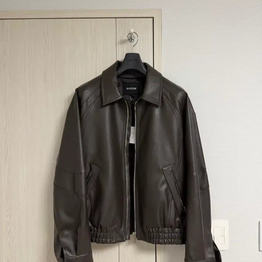 [SOLD OUT] 시스템옴므 브라운 레더 집업 블루종 자켓
