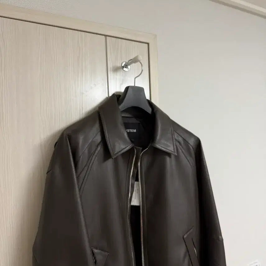 [SOLD OUT] 시스템옴므 브라운 레더 집업 블루종 자켓