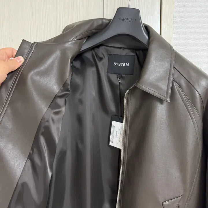 [SOLD OUT] 시스템옴므 브라운 레더 집업 블루종 자켓
