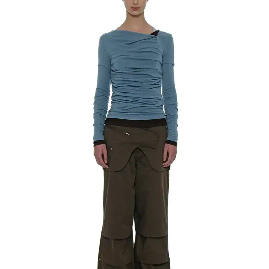 [BUNJANG] Partimento Woman Layered Parachute Pants / 파르티멘토 우먼 레이어드 파라슈트 팬츠_브라운