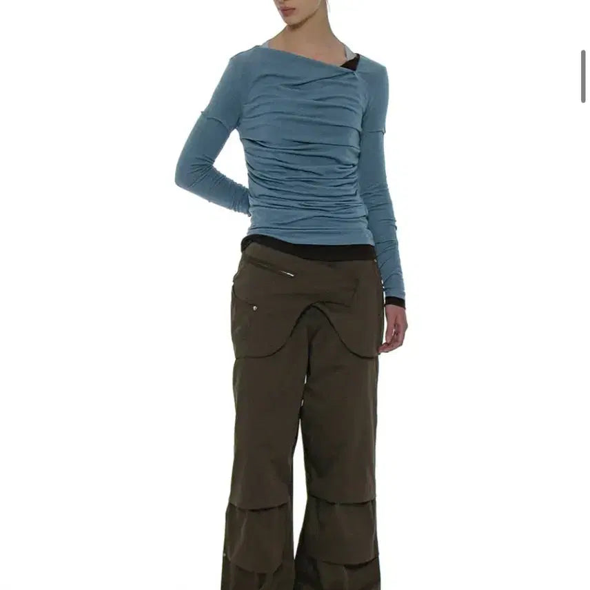 [BUNJANG] Partimento Woman Layered Parachute Pants / 파르티멘토 우먼 레이어드 파라슈트 팬츠_브라운