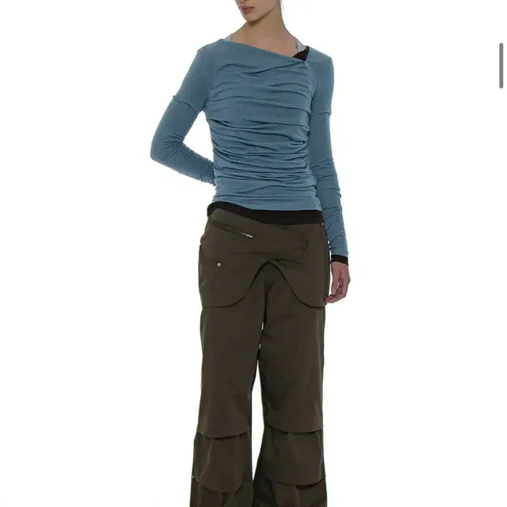[BUNJANG] Partimento Woman Layered Parachute Pants / 파르티멘토 우먼 레이어드 파라슈트 팬츠_브라운