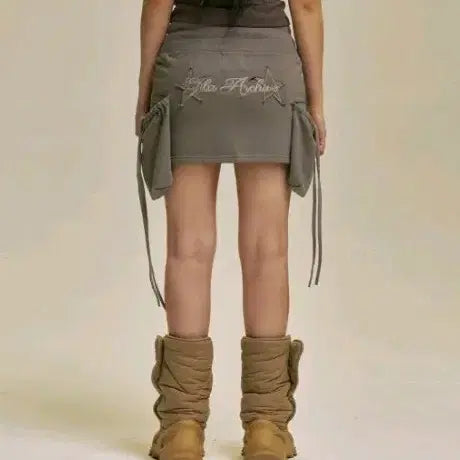 [BUNJANG] Gilla Archive Star Patch Pocket Rib Skirt / 길라 아카이브 스타 패치 포켓 립 스커트