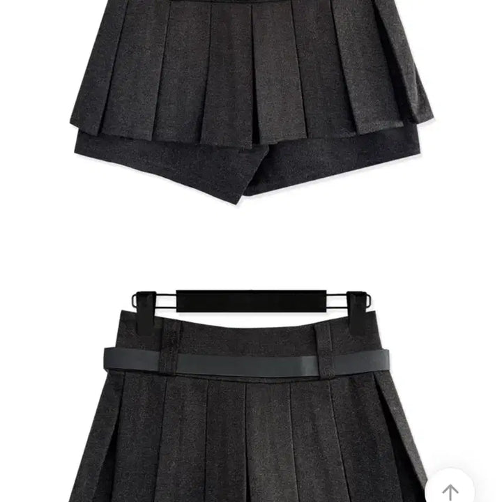 [BUNJANG] Pleated Skirt Mini Skirt + Belt Set / 플리츠 치마바지 모직 미니스커트+벨트 set 새상품