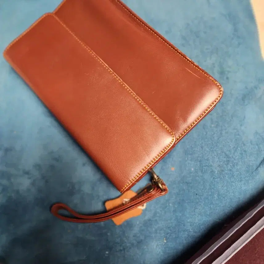 [BUNJANG] Samsonite Leather Clutch Brown Bag / 쌤소나이트 가죽 클러치 브라운