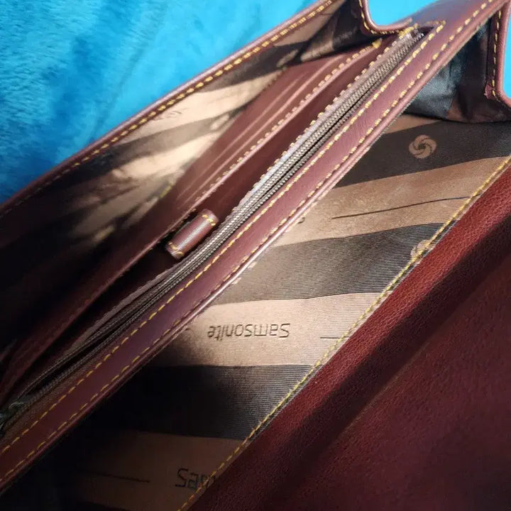[BUNJANG] Samsonite Leather Clutch Brown Bag / 쌤소나이트 가죽 클러치 브라운