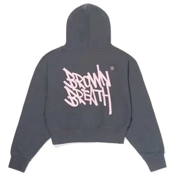 [BUNJANG] Brownbreath Charcoal Crop Hoodie / 브라운브레스 크롭 후드티 차콜 FREE